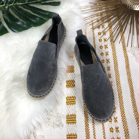 Vince Shoes - Vince Gray Robin Suede Slip On Espadrille Flats
